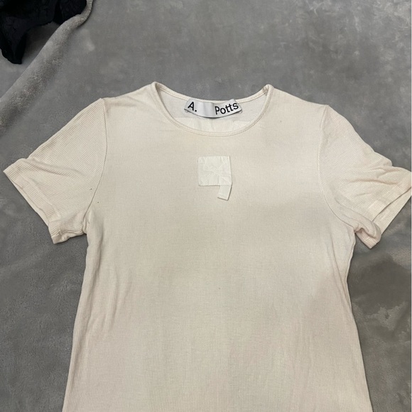A. Potts tab tee short sleeve rib cream 10905 - Picture 5 of 15